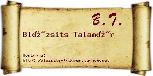 Blázsits Talamér névjegykártya